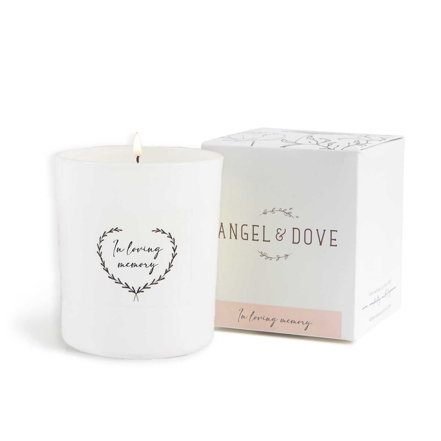 ANGEL & DOVE 'in Loving Memory' Soy Wax Remembrance Candle - Sympathy Gift, Memorial to Light in Memory of a Loved One