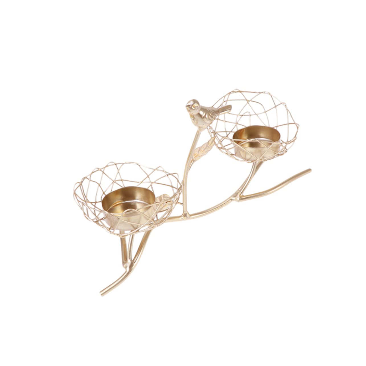 Hoement Iron Candle Holder Bird Branch Tray Candlestick Wedding Decor Decorative Candlesticks for Home