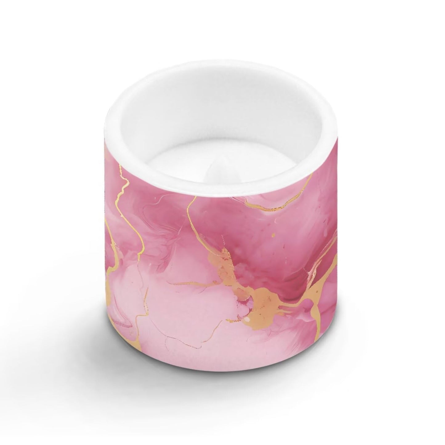 Cozeyat Pink Marble LED Candles Set of 4 Battery Powered Flameless with Remote Timer Flickering Flame Waterproof for Home Patio Table Decor