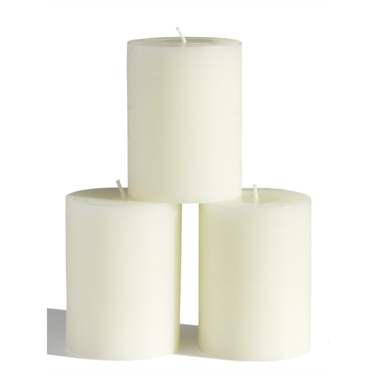 CANDWAX 3x4 inch Pillar Candles Set of 3 – Unscented Dripless Rustic Ivory Candles for Home Decor, Weddings, Table Settings