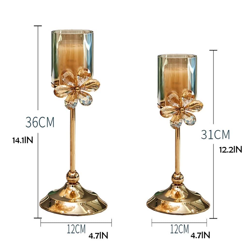 WAOCEO Candlestick Holders Crystal Light Luxury Candle Holder Decoration Flower Romantic Table High Foot Candle Holder Candlelight Dinner Prop Decoration Candle Holders (Size : A)