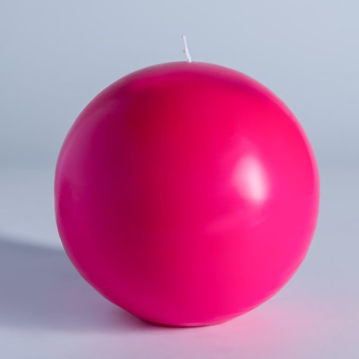 MOZEAL Hand-Poured, 6 Inch Hot Pink Large Round Ball Candles - Elegant Hot Pink Round Pillar Candles, Dripless, Unscented, Smokeless, Ideal for Parties and Celebrations.