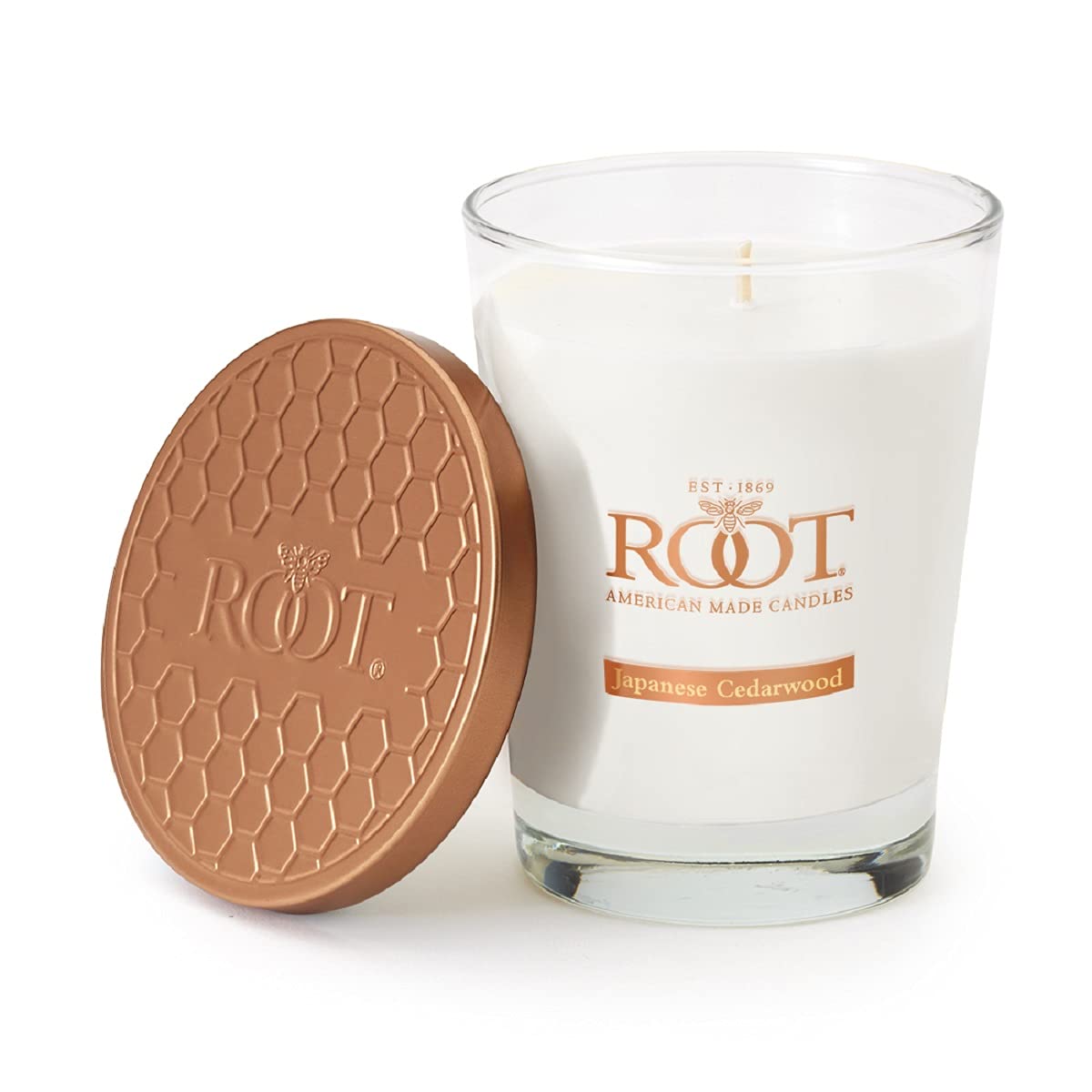 Root Candles Scented Candles Honeycomb Veriglass Premium Handcrafted Beeswax Blend Candle, Large, Japanese Cedarwood