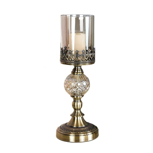 KUYWLMKMZZ Candlestick Holder Nordic Creative Glass Metal Candlestick Decorative Ornament Candle Lamp Post Suitable for Living Room Kitchen Dining Room Candle Holders (Color : A, Size : Small)