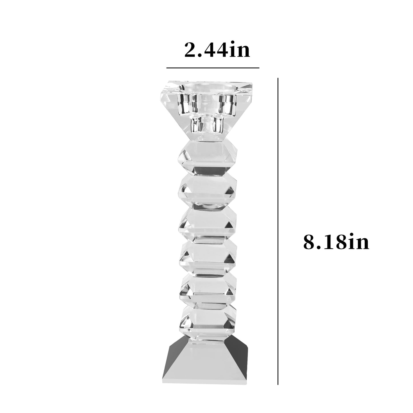 DONOUCLS Crystal Candlestick Holders 2 Pack, Clear Crystal Taper or Tealight Candles Holder, Table Centerpieces for Party Wedding Decoration(8.3in Tall)