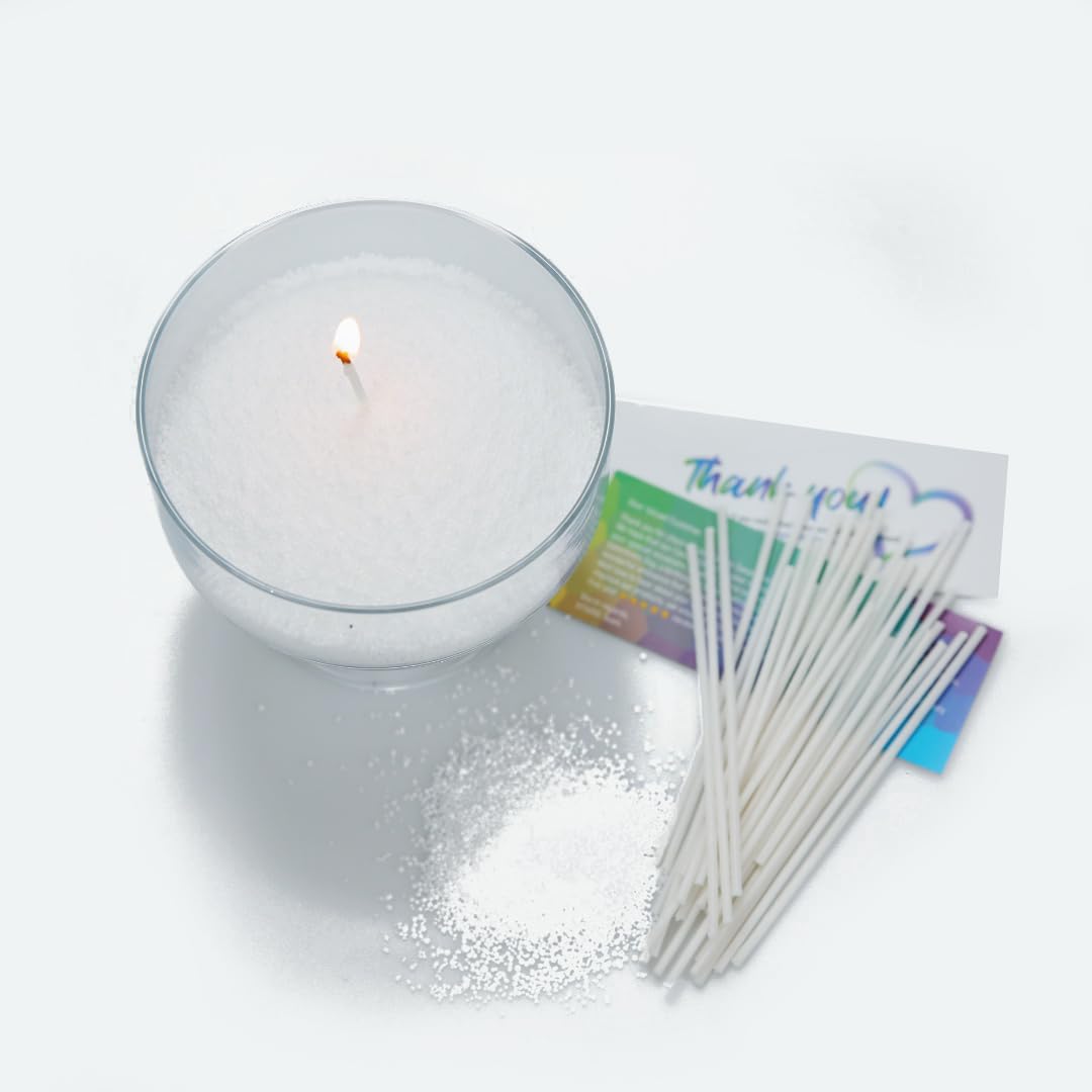 VITARIE Refillable Pearled Candle 18Oz, Unscented Candle Sand with 30pcs Natural Cotton Wicks, 1.1 Lb Long Burning Pearl Candles Sand, Candle Making Kit (Pearl White)