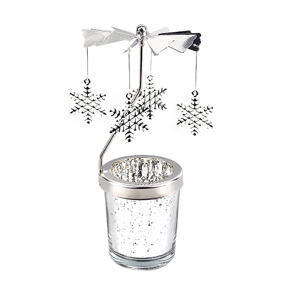 Rotary Candle Holder, Spinning Windmill Candlestick Carousel Candle Tea Light Holder with Romantic Candlestick Ornament for Wedding Party Christmas Home Decor