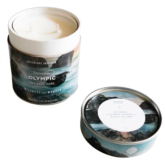 Ethics Supply Co. Olympic National Park Candle - Luxury Scented Candle, Driftwood, Cedarwood & Woodsy Balsamic, 55-Hour Burn Time, Clean Wax, Phthalate-Free, Cruelty-Free - 12oz