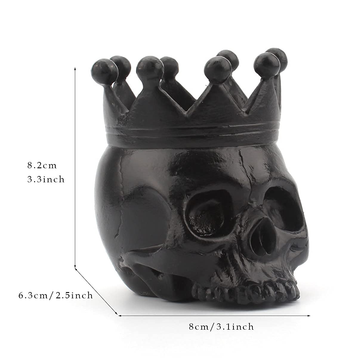 UnionKK 1 PCS Halloween Decorative Skull Candlestick Holder Resin Skeleton Candle Holder Home Bar Decoration (Black Skull)
