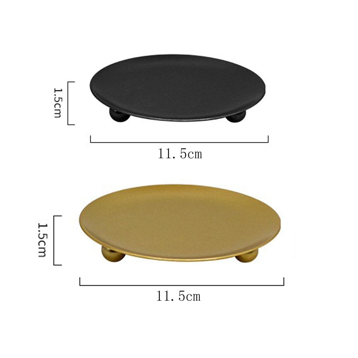 2 PCS Candle Holders Dish for Pillar Candles, Metal Candlestick Holder, Candle Plates for Halloween Christmas Wedding Parties, Dining Room Home Decoration (Black)