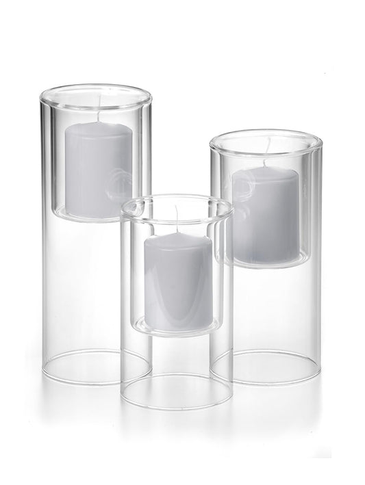Yummi Set of 3 Pillar Candles & Ethereal Cylinders - Hint of Mauve