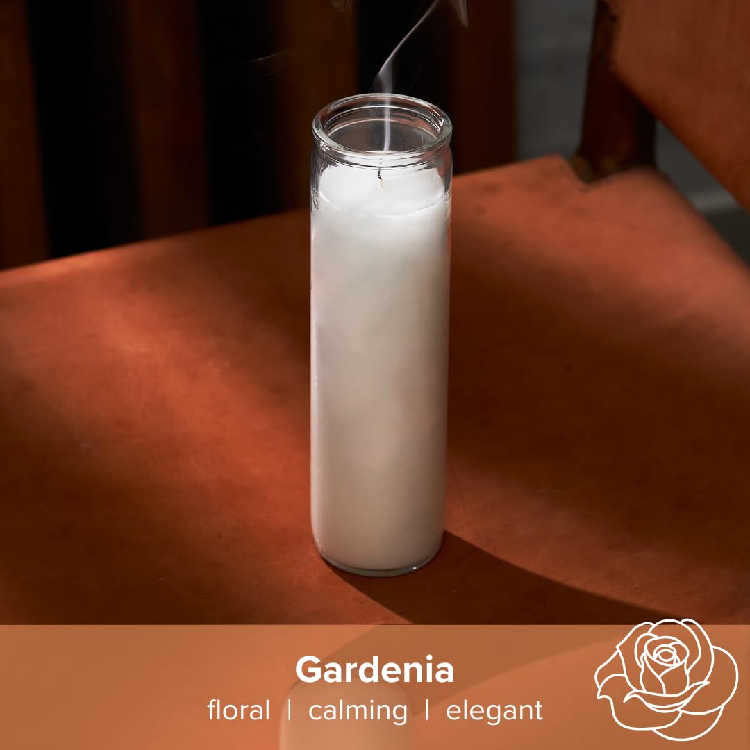 Simply Soson 2x8 inch White Devotional Scented Candles in Glass Jar - Gardenia - 1 Piece - 90 Hours – Prayer Candle - Tall Pillar Candles for Religious, Memorials, Party Decor
