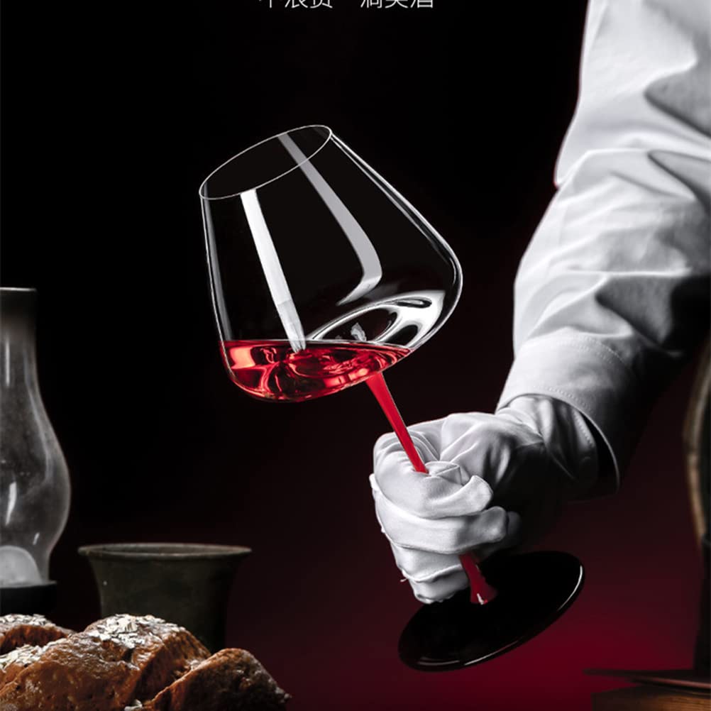 GAOGAO Huge Burgundy Wine Glasses Red Bottom Super Transparent Crystal Glass Goblet Set of 2 (720 ml)