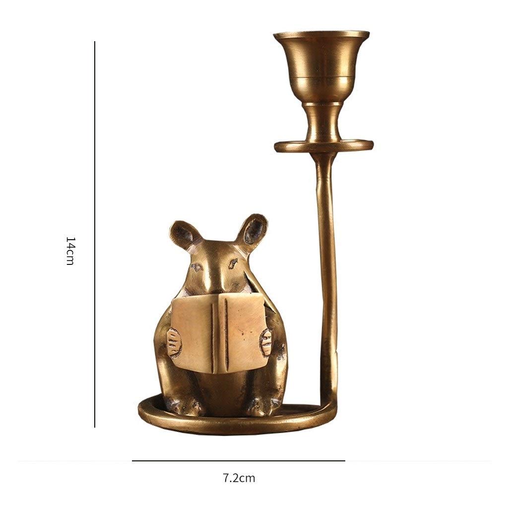 XILIN-1987 Candle Holderss Brass Candlesticks Desktop Den Ornaments Gift Items Hamster Candlestick Decorative Candlestick
