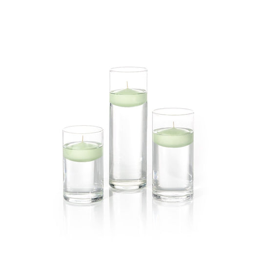 yummi Set of 18 Floating Candles and Cylinder Vases - Mint