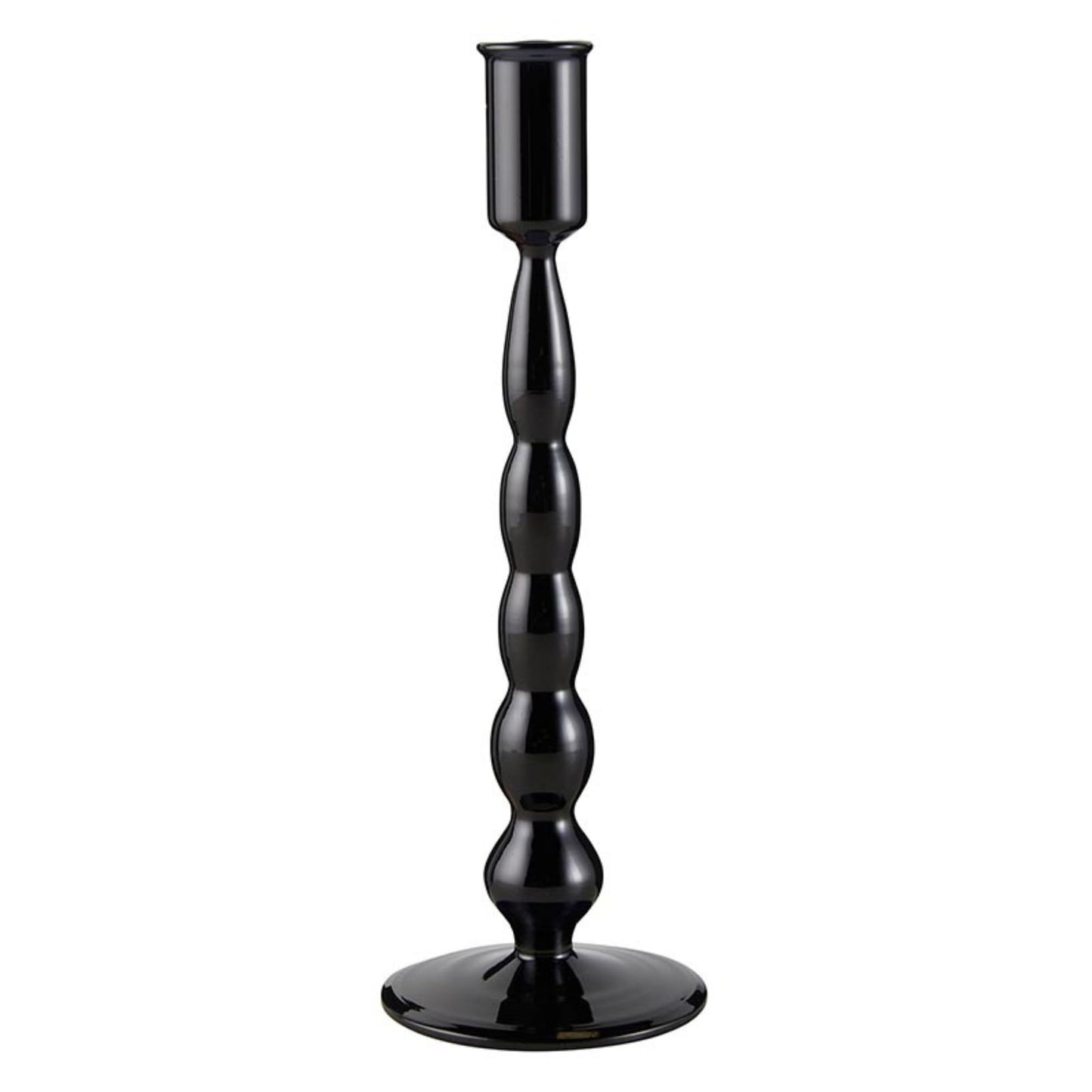 47th & Main Holder for Taper Candle Glass Candlestick Candleholder, Large, Black