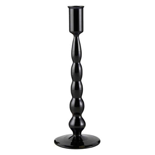 47th & Main Holder for Taper Candle Glass Candlestick Candleholder, Large, Black