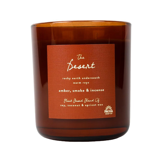 PACHA SOAP Co. Origins & Elements Candle Collection, The Desert, 12 oz - Scents of Amber, Smoke & Incense - Clean Burning, Soy, Coconut & Apricot Wax, Lead-Free Wick, Cruelty-Free, Recyclable