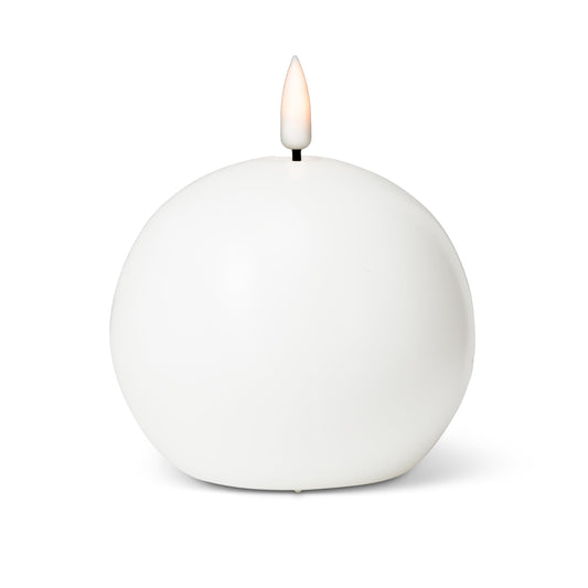 Abbott Collection Wax LED Flameless Ball Candle - White (4" D)