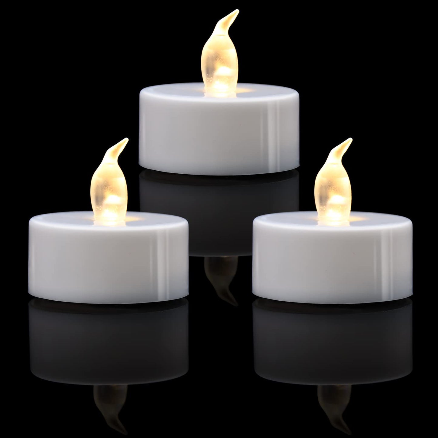 KOABY 50 Pack Warm White LED Tea Lights, Last 100H+, Flickering Flameless Battery Operated Tea Lights for Decor