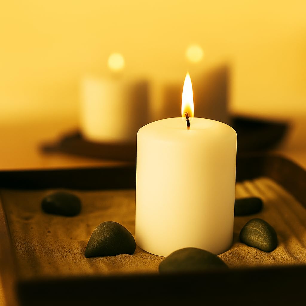 CW Studio Unscented Pressing Pillar Candles – Long Hour Burn, Smokeless & Dripless – Premium Wax with Cotton Wick – Perfect for Weddings, Events, Home & Rustic Décor (6, Ivory, 2.8x6 inches)