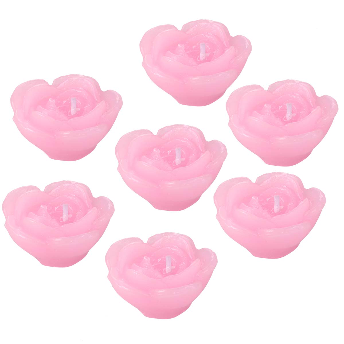 Decorative Candle Light- 12pcs Pink Rose- Shaped Candles Floating Flower Candle Home Decor for Wedding Party Bedroom