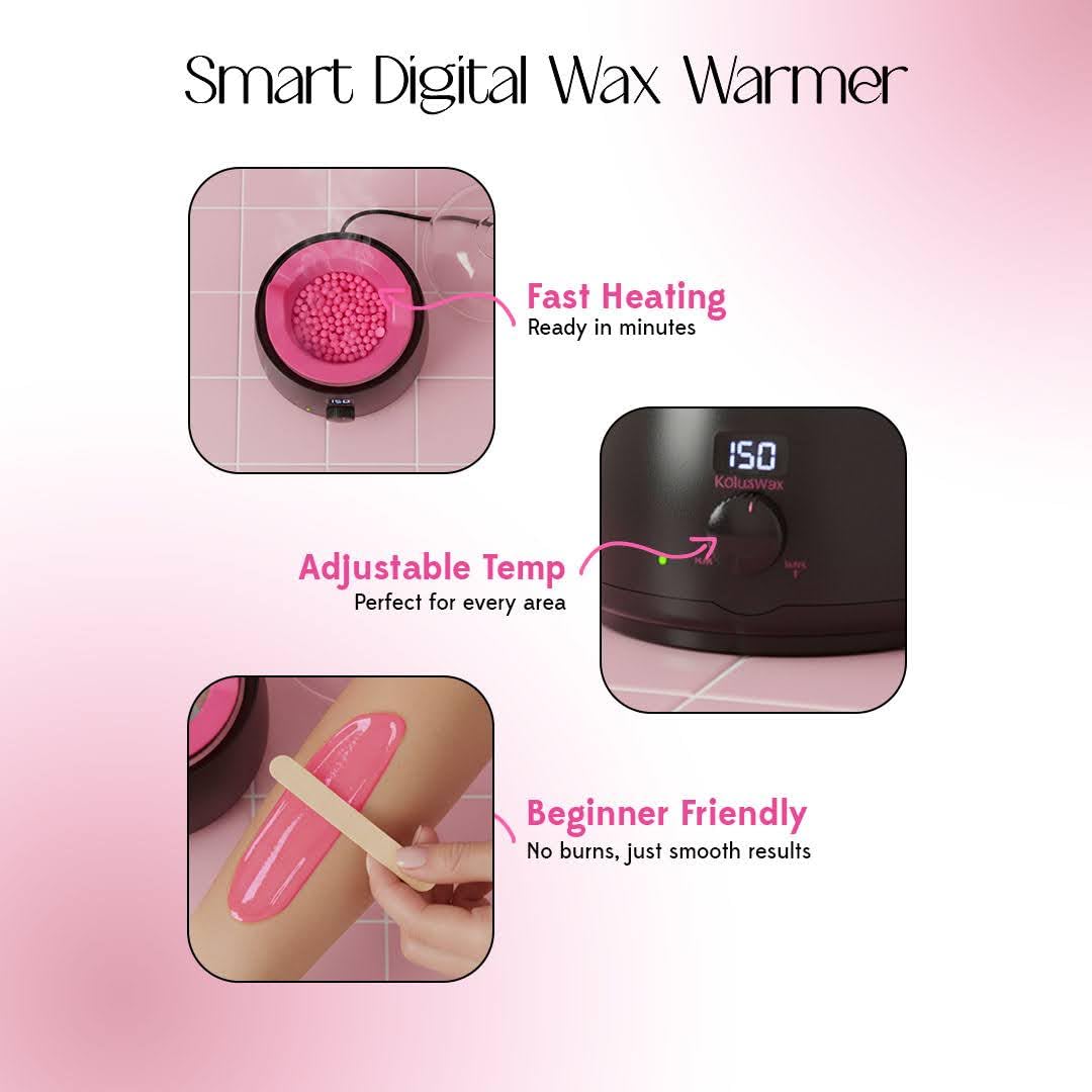 KoluaWax Premium Waxing Kit for Women - Beginner Friendly - Complete Wax Kit that includes 14oz of Wax Beads, Applicator, Pre and Post Care, Suitable for Sensitive Skin (Black) - Mothers Day Gifts