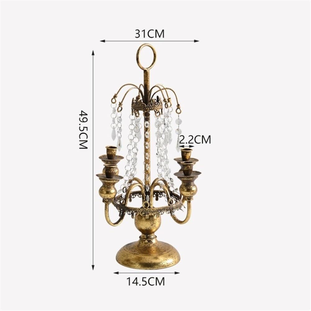 YUHUAWF Candle Holderss Country Romantic Iron Crystal Candlestick Ornaments Home Fashion Candle Holder Decoration Decorative Candlestick