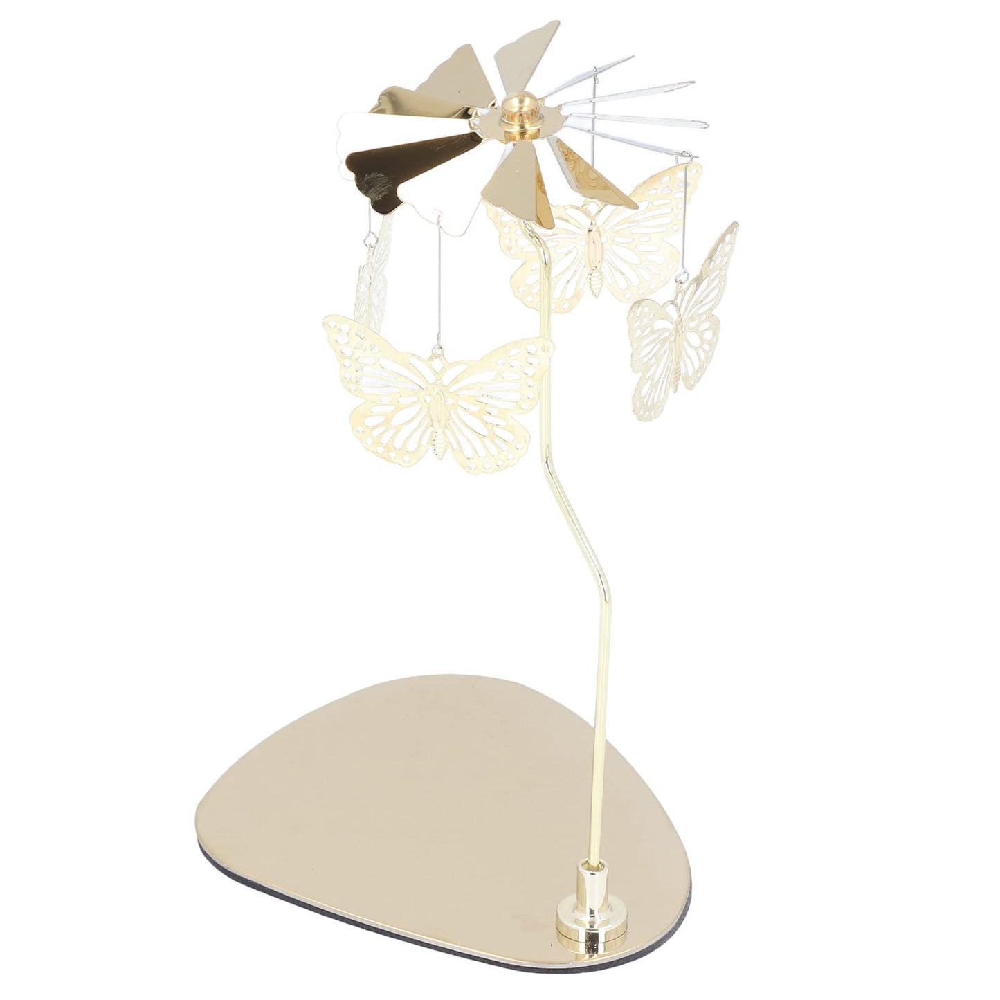Candle Holder, Rotating Candle Holder, Round Plate Romantic European Stainless Steel Aromatherapy Candle Holder, Candlestick Holders Golden Butterfly (No Candle Cup)