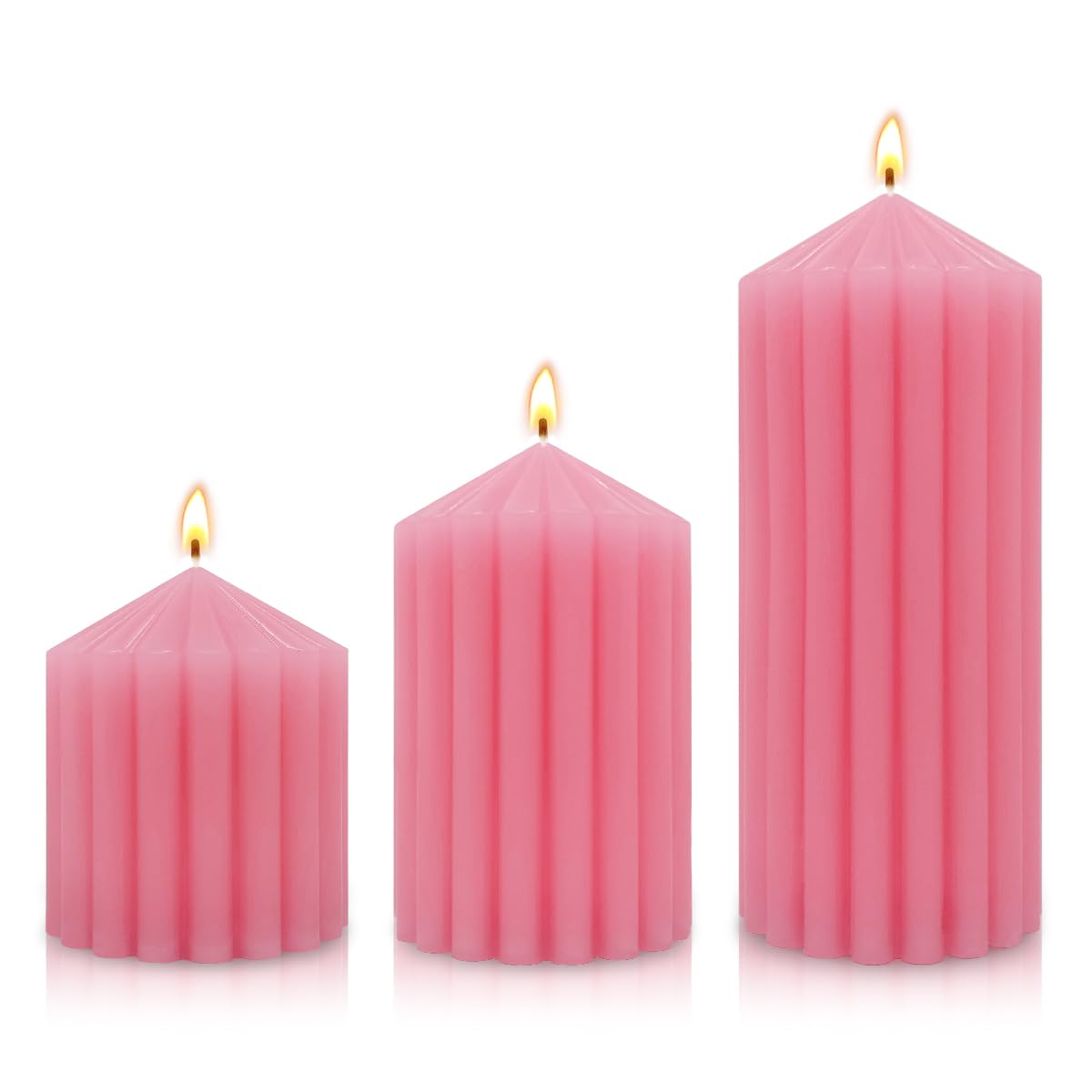 Pink Handmade Decorative Pillar Candles - 2.75×3"/4"/6" Fat Candles - Long Lasting Burning Candles for Home Decor, Gifts & Events