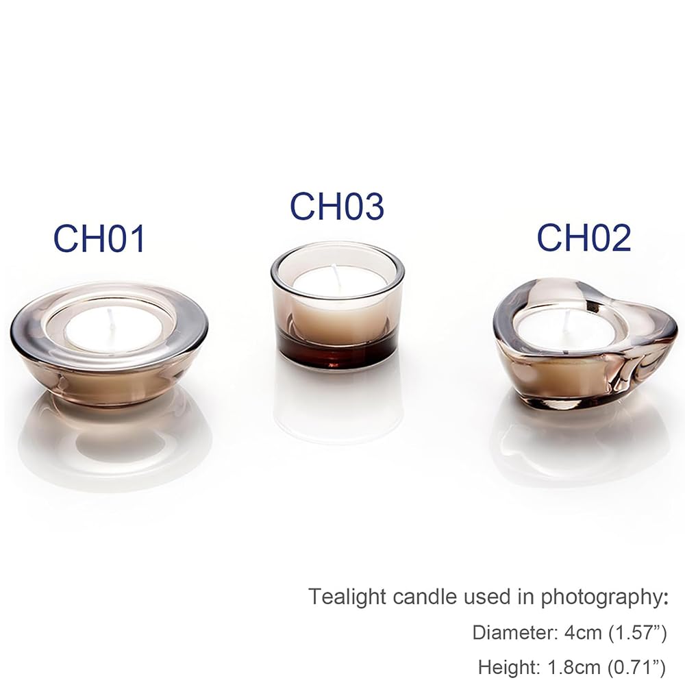 Elivia Grey Tealight Candle Holders - Set of 18, Round Glass Candle Holder, 2" Diameter - CH03 - Tea Grey