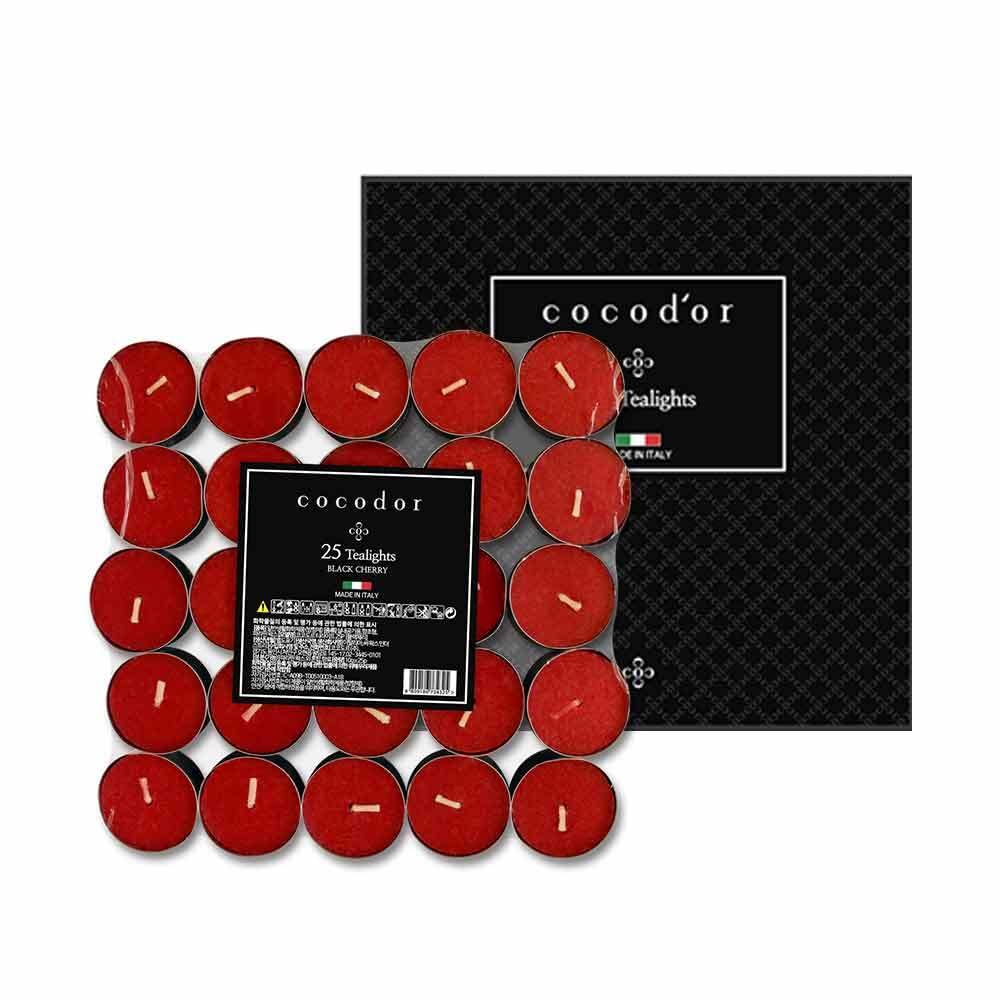 Cocod'or COCODOR Scented Tealight Candles/Black Cherry / 100 Pack / 4-5 Hour Extended Burn Time/Made in Italy, Cotton Wick, Scented Home Deco, Fragrance, Mother's Day