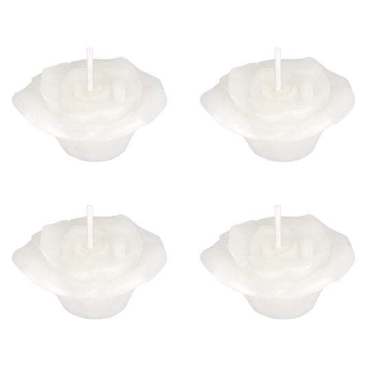 Mega Candles 4 pcs Unscented Rose Petals Flower White Floating Candles, Hand Poured Wax Candle 2 Inch Diameter, Home Décor, Wedding Centerpieces, Holidays, Occasions, Events, Festivities