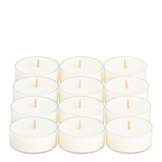 PartyLite Set of 12 Tea Lights Candles, Cedarwood & Vanilla Scent, Aromatherapy Scented Candles Gift Set, Up to 4 to 6 Hours Burn Time