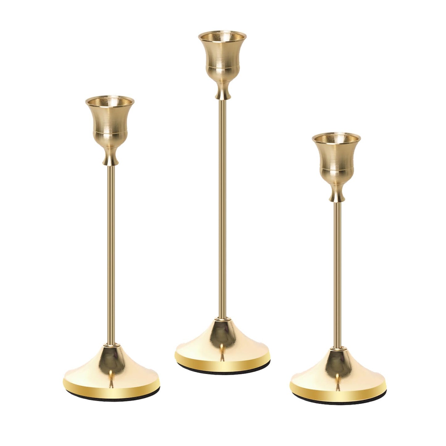 Bryzont Copper Gold Taper Metal Candlestick Holders Antique Candle Stick Holder Set of 3 for Wedding Table Centerpiece, Chrismas Mantel Decor, Dinner Party, Housewarming Gifts