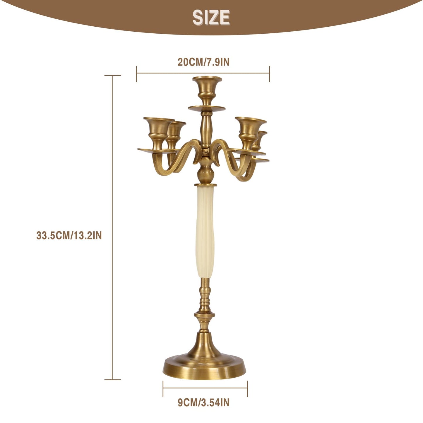 5-Head Metal Candelabra – Elegant Candlestick Holders for Wedding, Dining Table, Xmas Party, and Home Decor