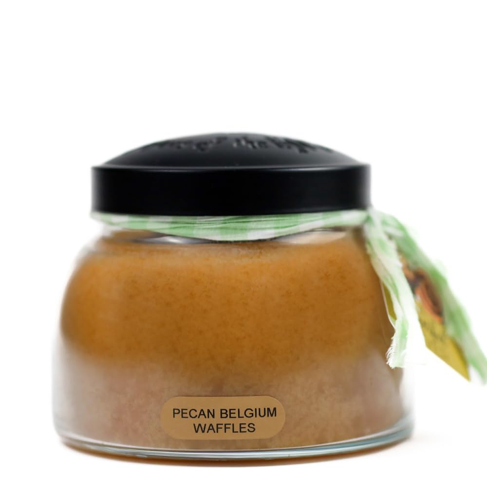 A Cheerful Giver - Pecan Belgium Waffles Mama Scented Glass Jar Candle (22oz) with Lid & True to Life Fragrance Made in USA