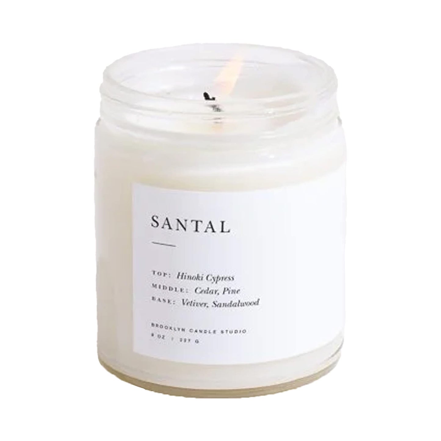 Brooklyn Candle Studio Santal Jar Candle - Luxury Scented Candle, Vegan Soy Wax, Hand Poured in The USA, 50 Hour Slow Burn Time - 7.5oz