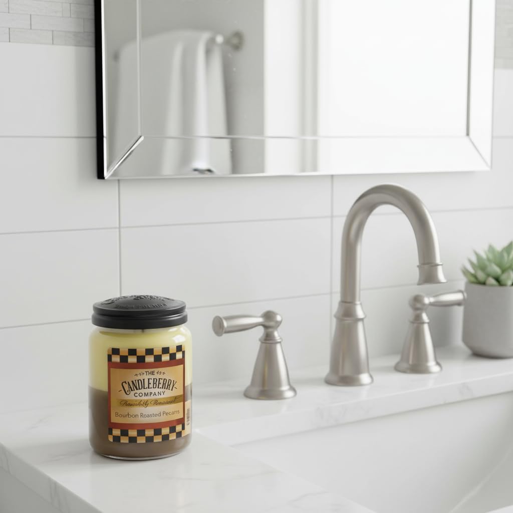 Candleberry Candles | Strong Fragrances for Home | Hand Poured in The USA | Highly Scented | 135 Hour Burn Time | Large Jar (Bourbon Roasted Pecans)