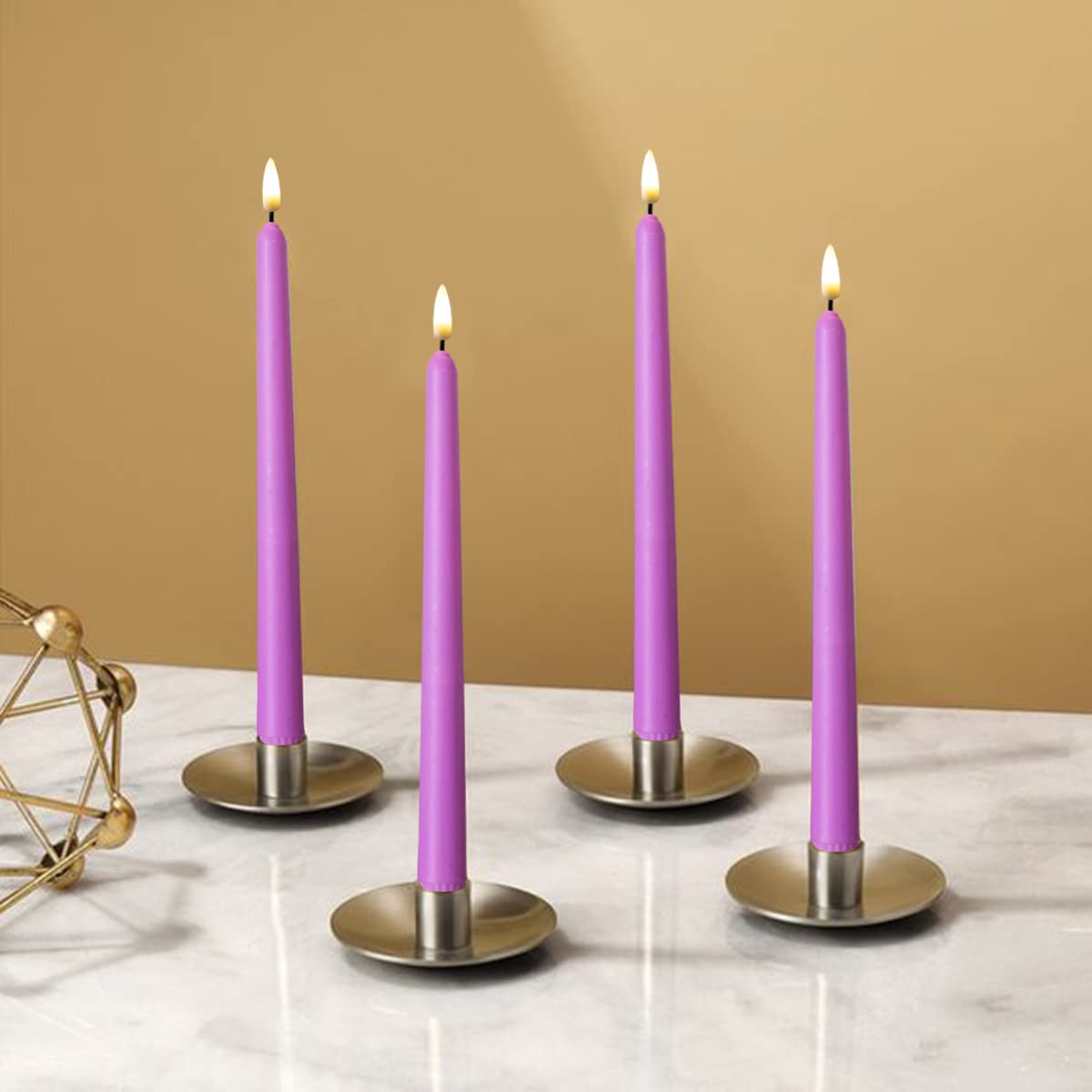 NONNO & ZGF 10 Pack Purple Flameless 11'' Wax Covered Taper Candles with 2 Remote, Use 2-AA Battery (Not Included, Runs 200 Hours)