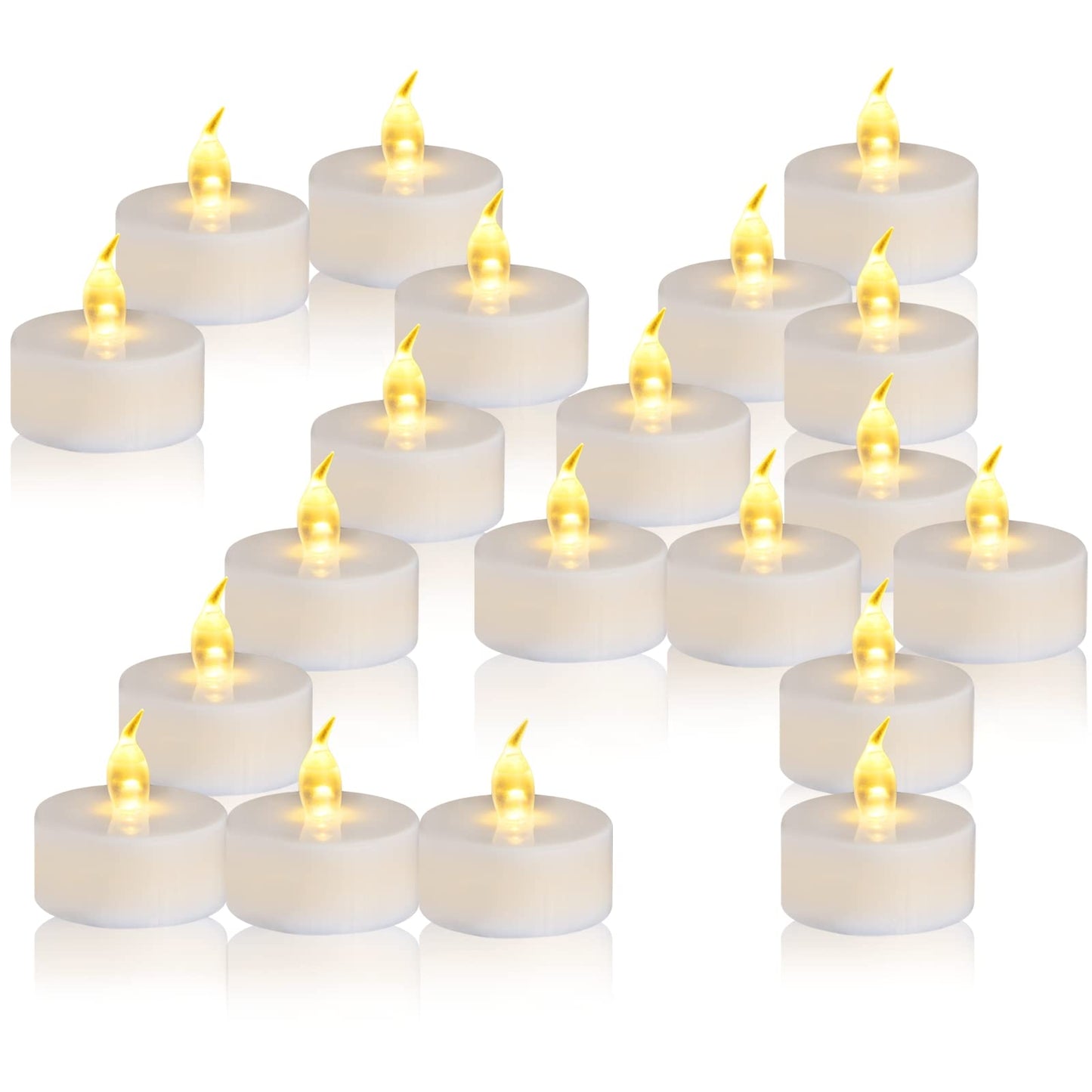 redfruit 24 Pack Flameless Tealight Candle: Battery - Powered Tea Light Candles,Bright Flickering Holiday Gift Electric Tealights Candles,for Seasonal & Festival Celebration,Warm Yellow Light.