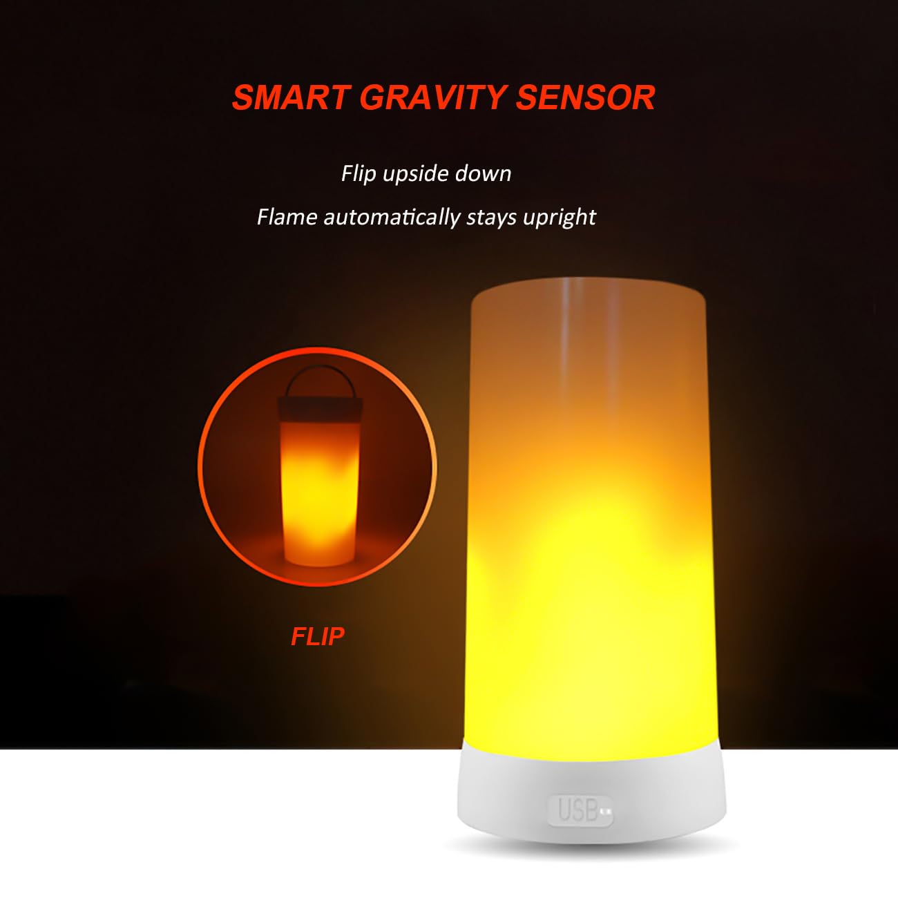 LOVUMMOR LED Flame Effect Light, Flame Lamp with Remote & Timer, USB Rechargeable 4 Modes Waterproof Fire Lights Campfire Fireplace Lantern, Flameless Candles for Home Garden Halloween Party Bar Décor