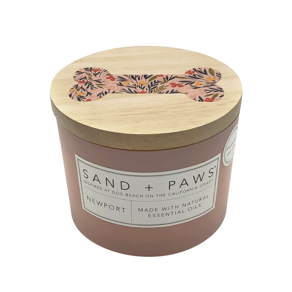 Sand + Paws Scented Candle - Newport - Additional Scents and Sizes –Luxurious Air Freshening Jar Candles Neutralize pet Odors and Enhance Home décor – 100% Cotton Lead-Free Wicks - 12 oz