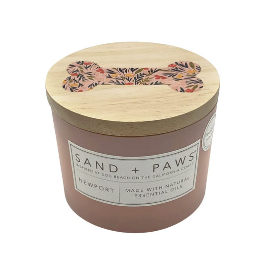 Sand + Paws Scented Candle - Newport - Additional Scents and Sizes –Luxurious Air Freshening Jar Candles Neutralize pet Odors and Enhance Home décor – 100% Cotton Lead-Free Wicks - 12 oz