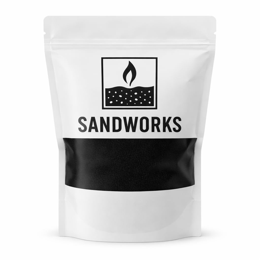 SANDWORKS Sand Wax Candle Making Kit – 5 Wooden Wicks & 15 Cotton Wicks, 500 g Premium Fragrance-Free Sand Wax (Obsidian Black)