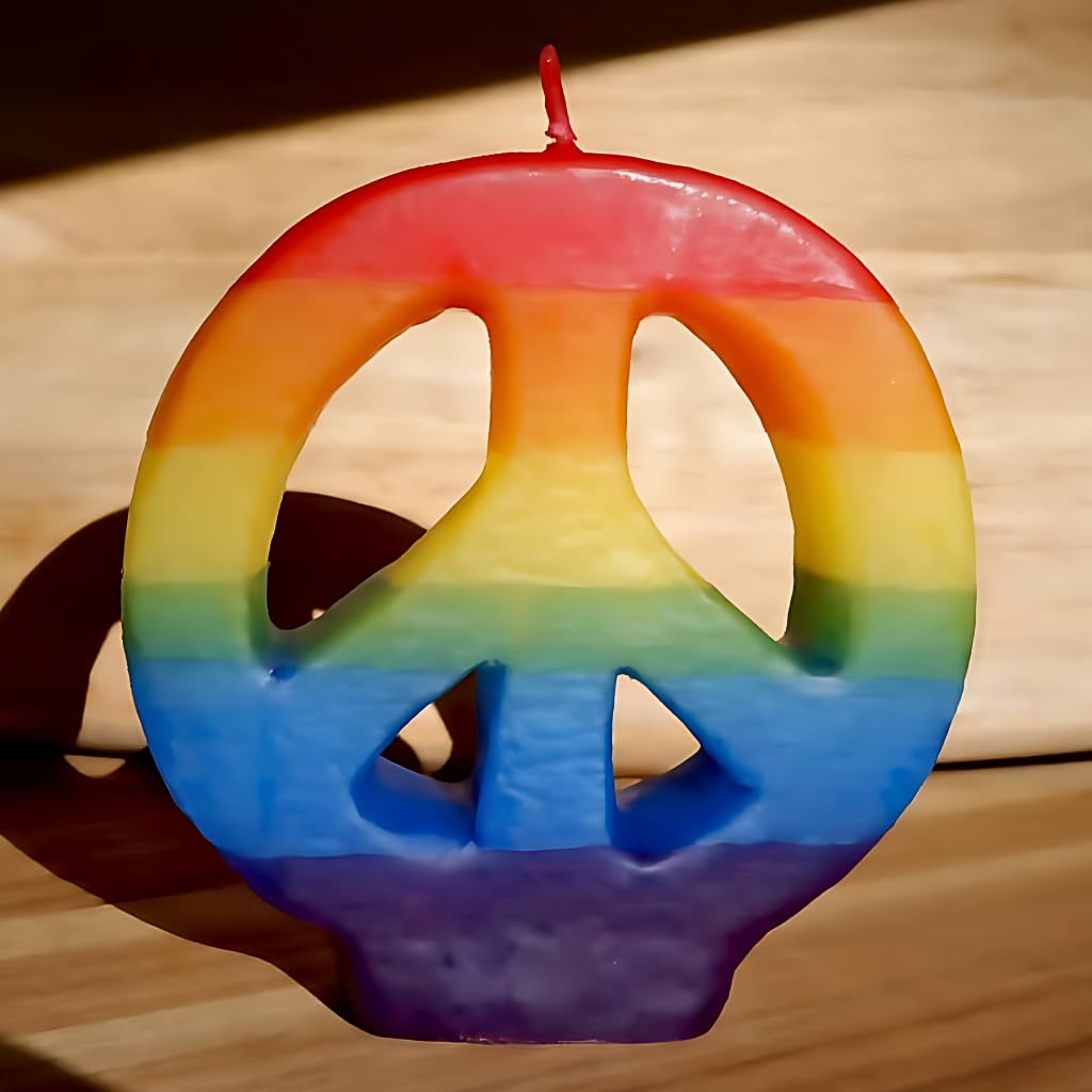 Candlestock Rainbow Peace Sign Candle - Pride Candle Handmade in Woodstock NY