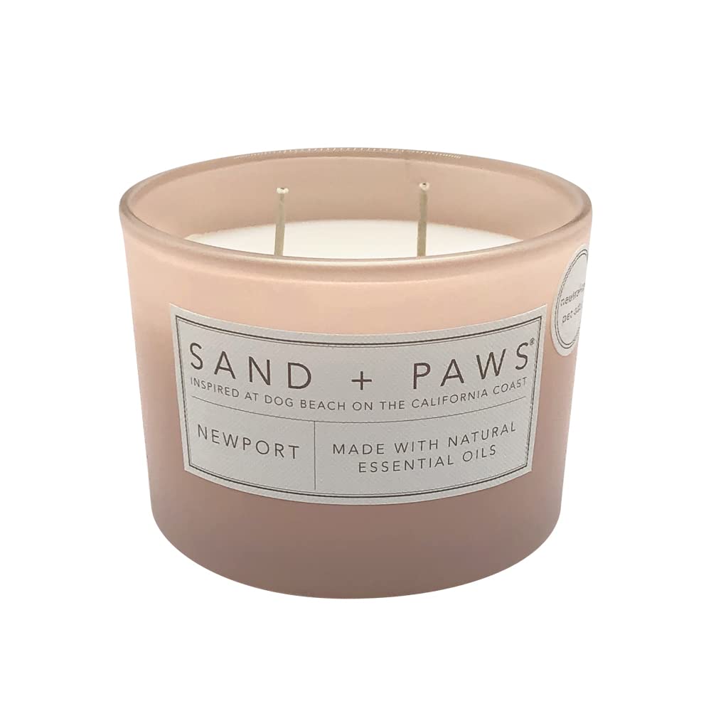 Sand + Paws Scented Candle - Newport - Additional Scents and Sizes –Luxurious Air Freshening Jar Candles Neutralize pet Odors and Enhance Home décor – 100% Cotton Lead-Free Wicks - 12 oz