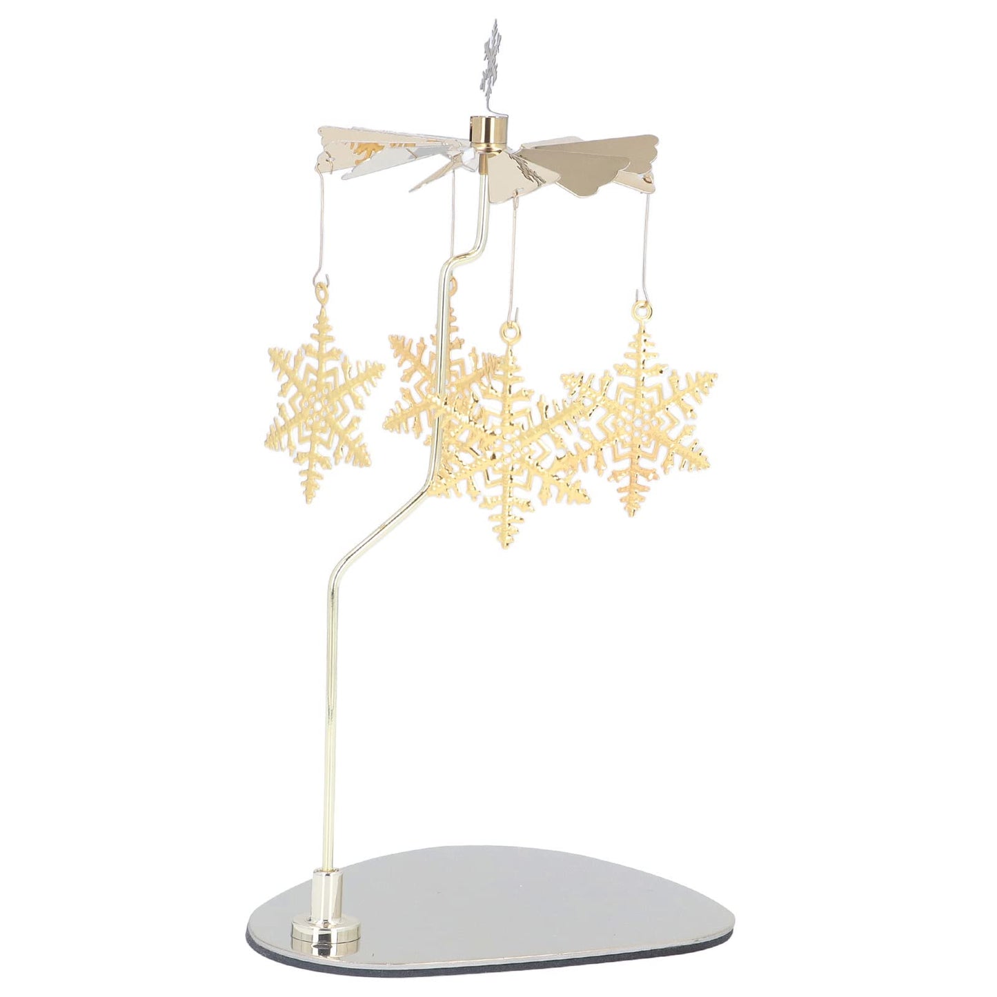 Rotating Candle Holder, Romantic Heat Activated Spinner Decor for Home Wedding Stainless Steel Gold Snowflake 18cm with Round Tray No Candle Cup
