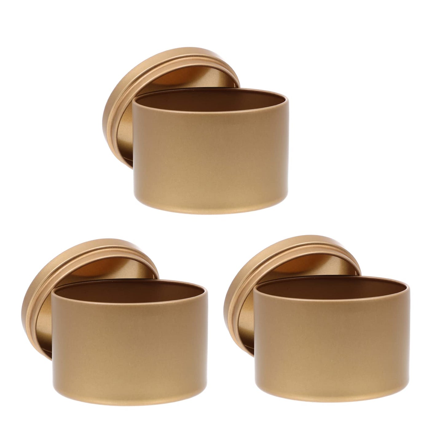 KONTONTY 3pcs Gold Iron Candle Jars Empty Candle Holders for Practical Iron Containers for Home Decor Wedding Favors and Tealight Making