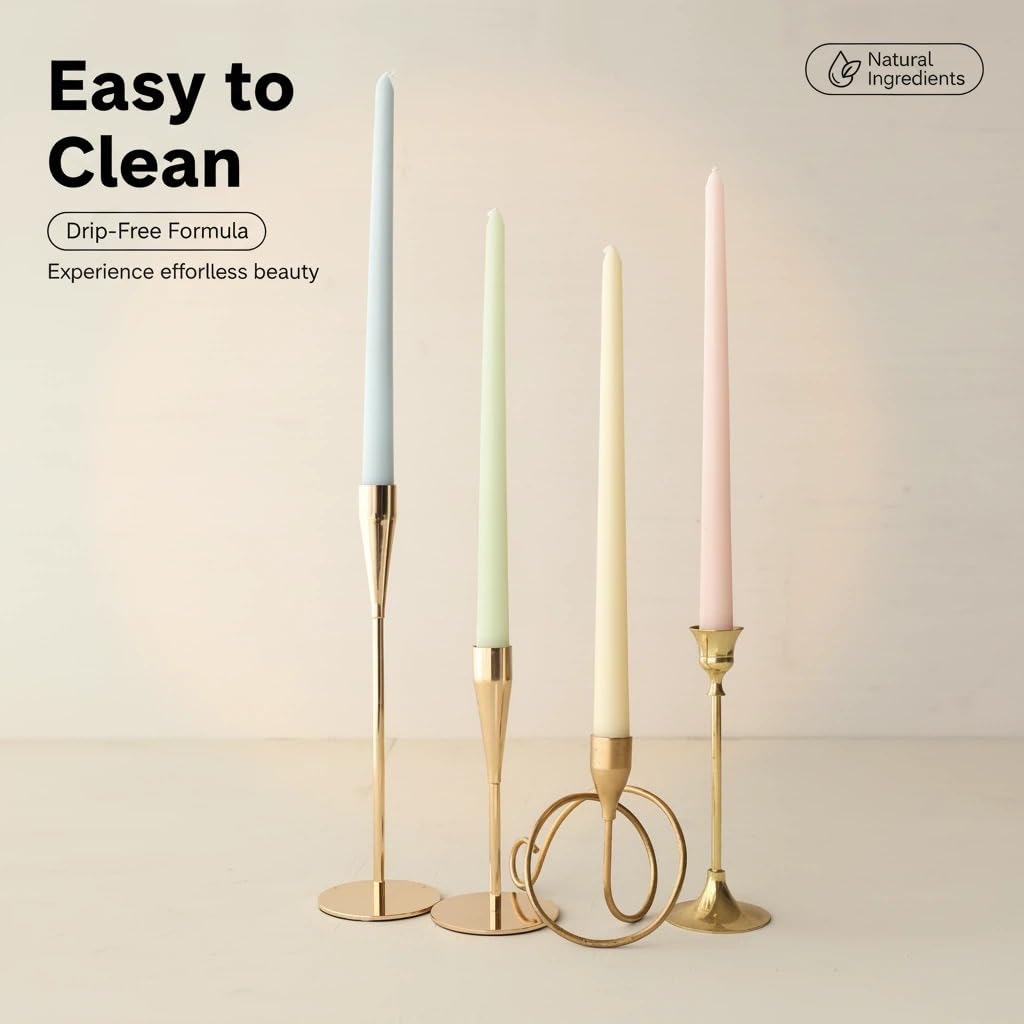 LSXHASGLD 12 Inch Taper Candles, Set of 4, Unscented Smokeless Long Tapered Candle for Wedding Home Decor Christmas